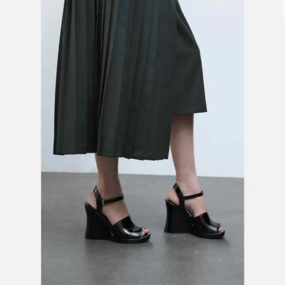 Zara Patent Leather Look Sandals Celine Inspired